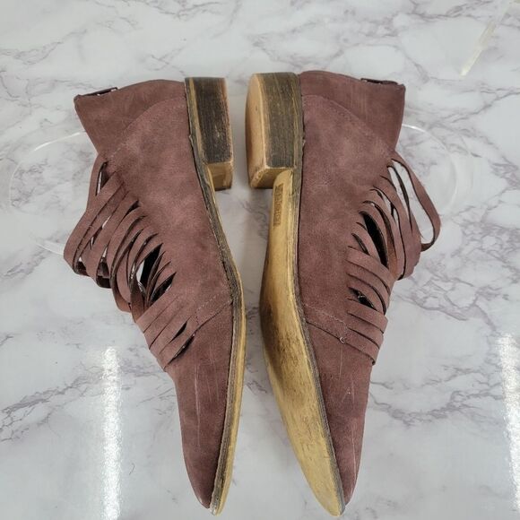 MI.IM Dusty Plum Purple Mauve Sliced Shooties Ankle Booties Leather Boots - Picture 8 of 13